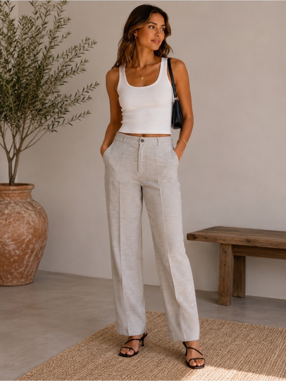 Conrad C Proportion Petite Elegant Tan Women's Trousers Size 12 Office Neutral